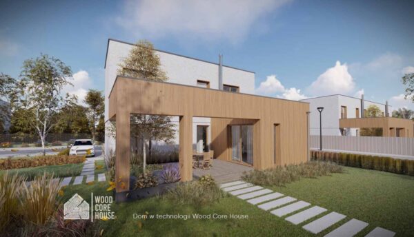 Projekt domu Bieszczadzki 04 - widok na obszerny taras zewnętrzny
