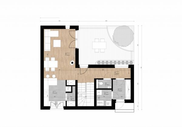 Projekt domu Bieszczadzki 04 - rzut pomieszczeń na parterze