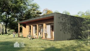 Projekt domu Drawieński 02 - widok na taras za domem