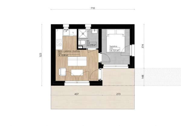 Projekt domu Magurski 03 - rzut pomieszczeń