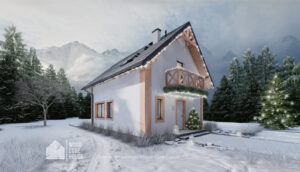 Projekt domu Tatrzański 01 - widok na elewację frontową z wejściem